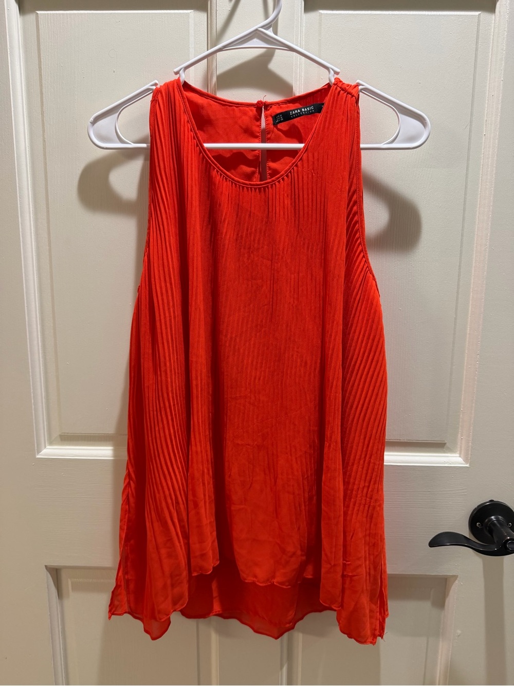 Zara Bright Red Pleated Swing Tank